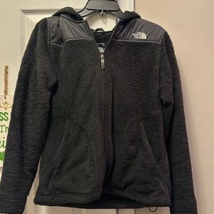 North face jacket. Size Medium. Black. Hooded. Front full zipper